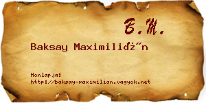 Baksay Maximilián névjegykártya